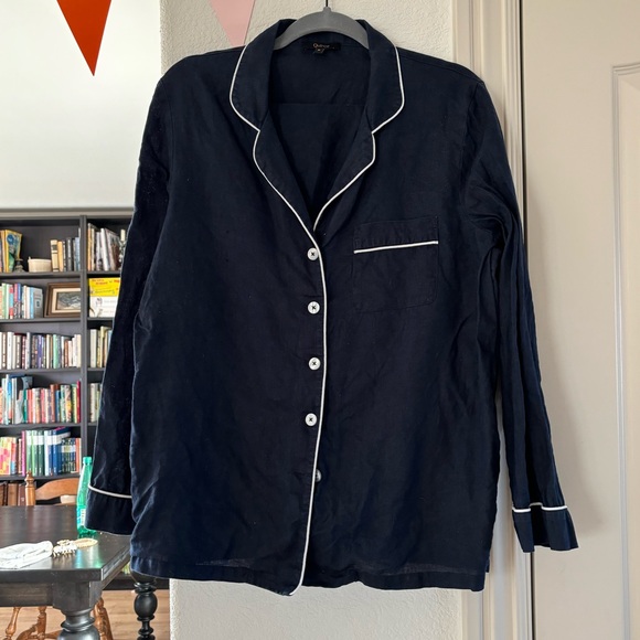 Quince linen pajama set in navy - Picture 3 of 8